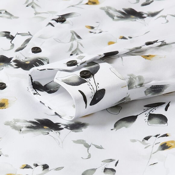 NWT Slim-Fit Dress Shirt with Watercolour Floral Pattern - Picture 2 of 4